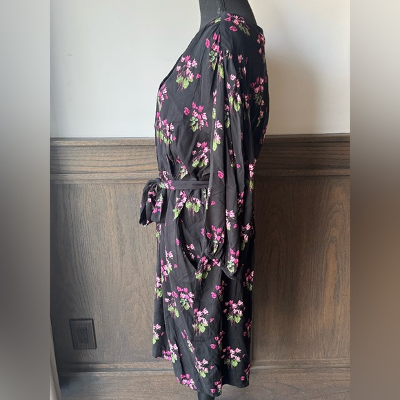 Lane Bryant Black Floral one piece romper tie belt NWT 16 - Picture 3 of 8